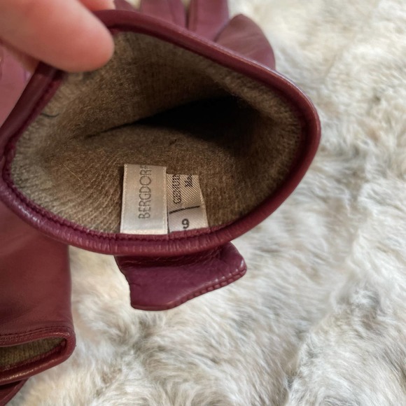 Vintage Gloves Mauve Pink Italian Leather 100% Cashmere Lining Size 6 - Picture 8 of 14